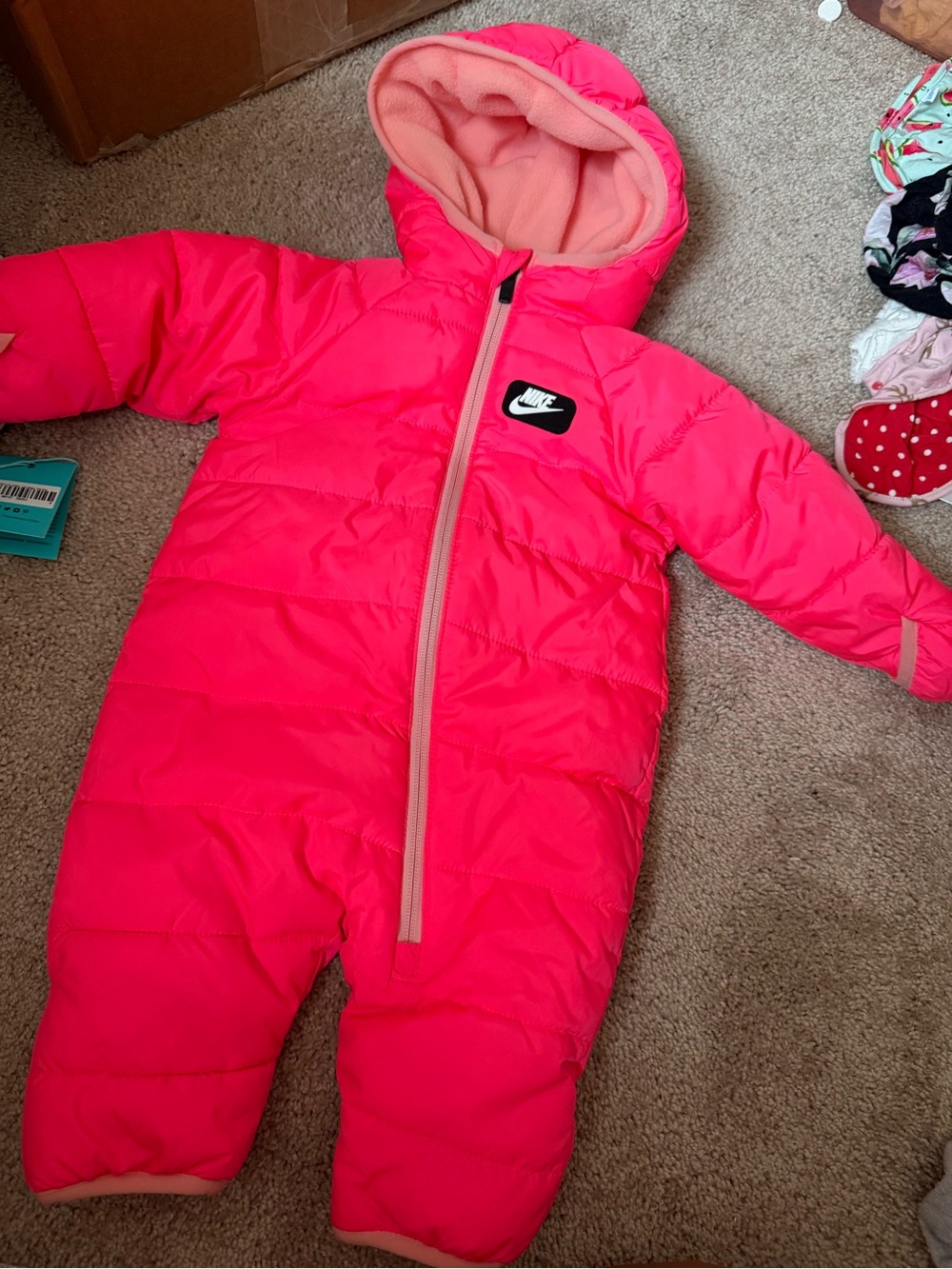 Nike Hot Pink and Peach Infant Hooded Snow Suit